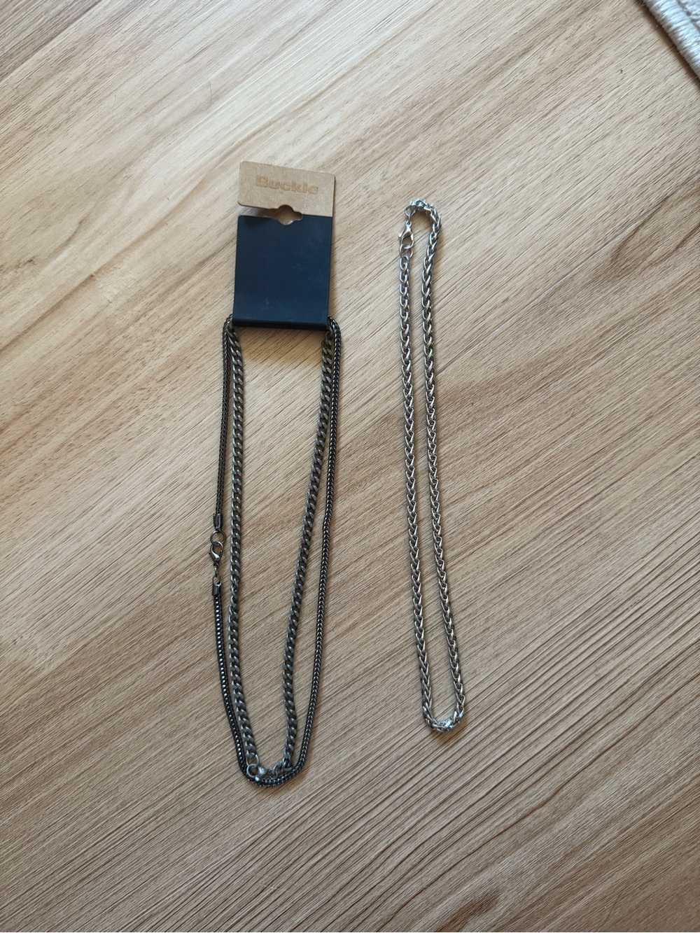 Men's Gunmetal and Silver-Tone Chain Necklace - Double Pack + 1  Buckle